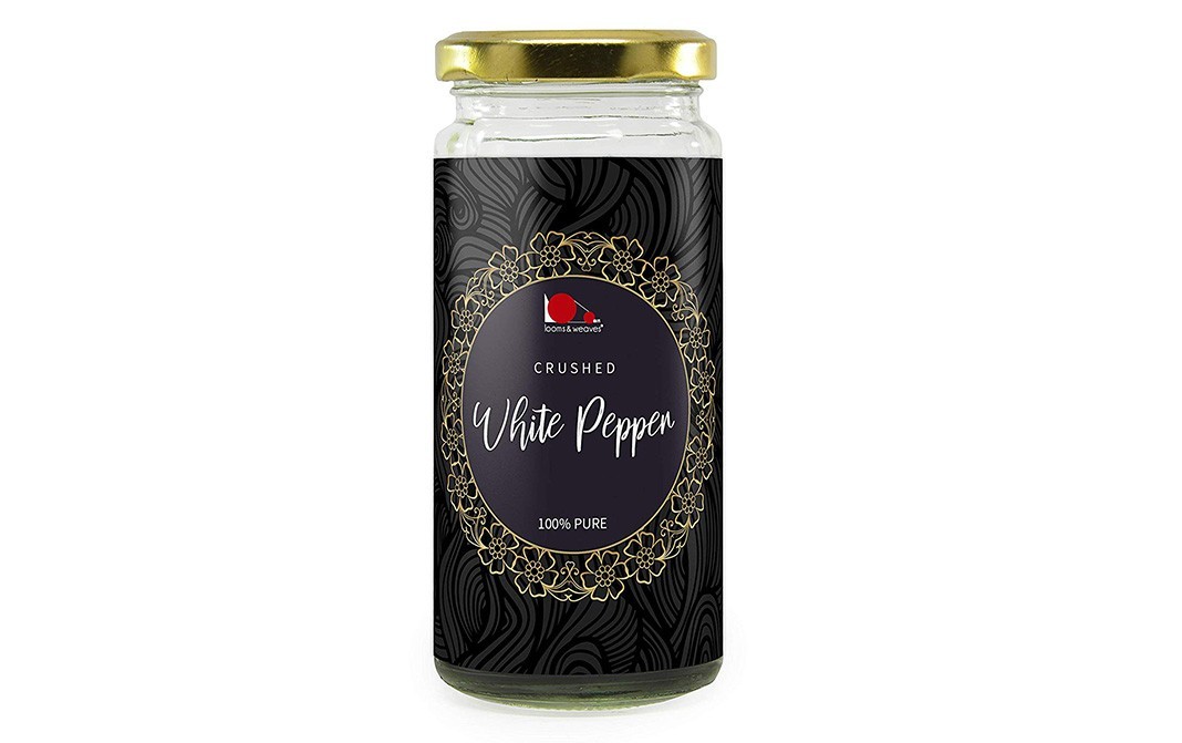 Looms & Weaves Crushed White Pepper    Glass Jar  100 grams